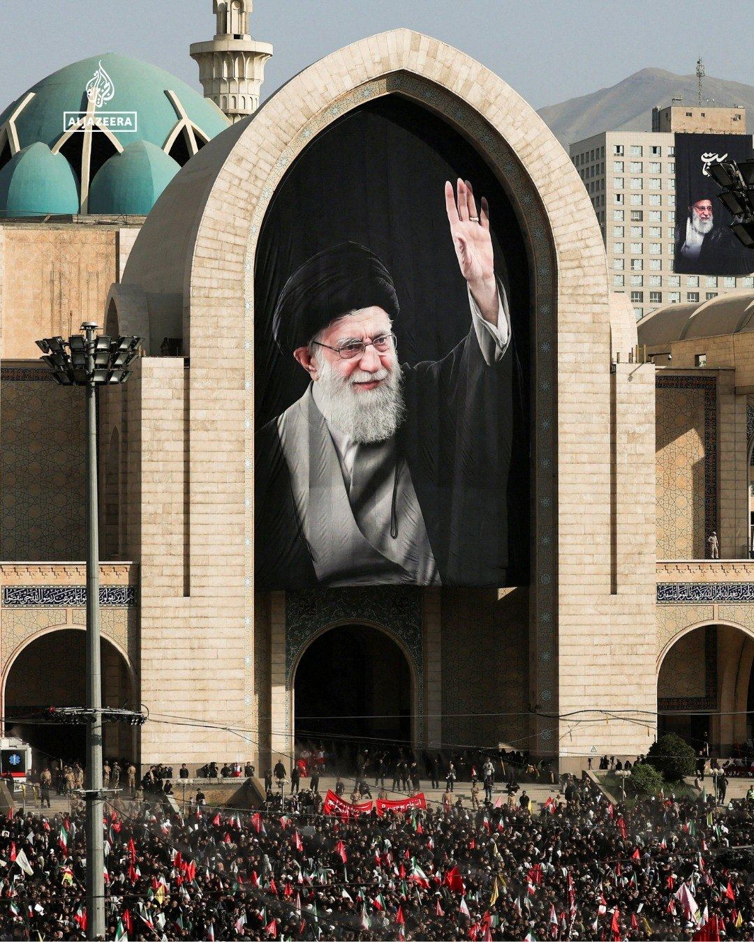 Large portrait displayed at the shrine entrance